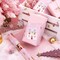 Reversible Christmas Wrapping Paper - Mini Roll - 17 Inch x 33 Feet - Pink House and Solid Pink Wrapping Paper with Metallic Foil Shine for Chrsitmas, Holiday, Party